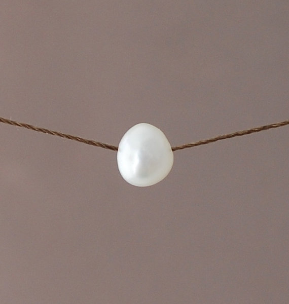 White Pearl Silk String Necklace - Jennifer Shon Jewelry